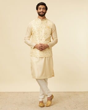 manyavar Men Embroidered Regular Fit Nehru Jacket-picture-38
