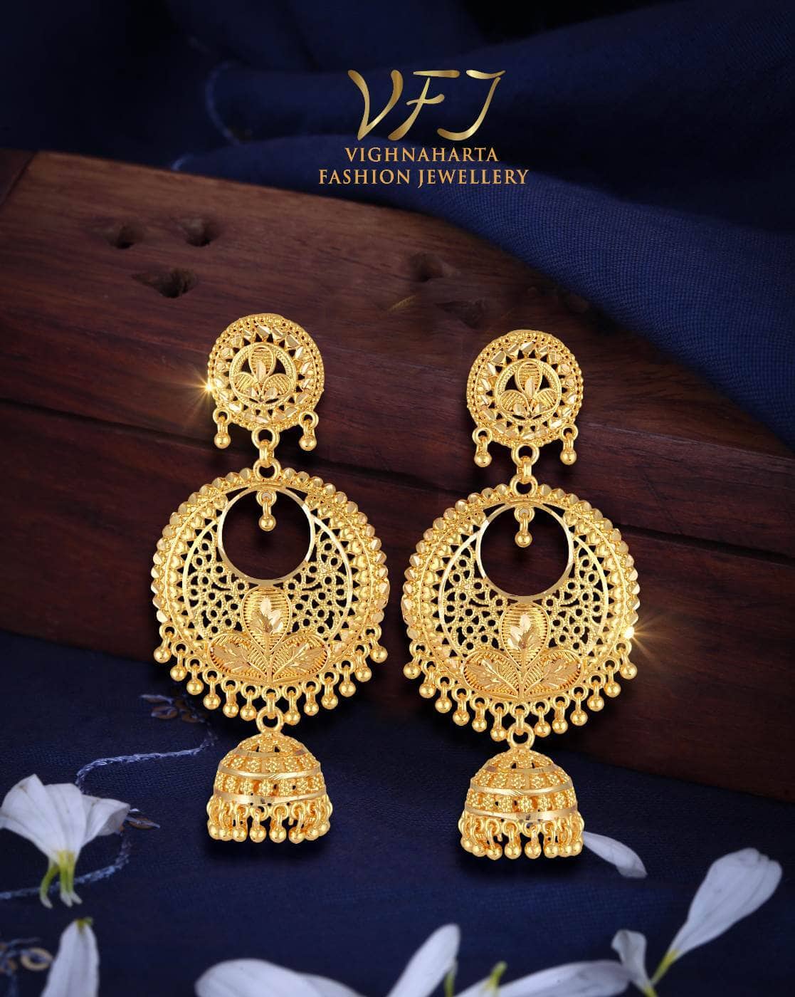 Gold Kanbala Design Anjali Jewellers Gold Jhumka Chandra Jhumka