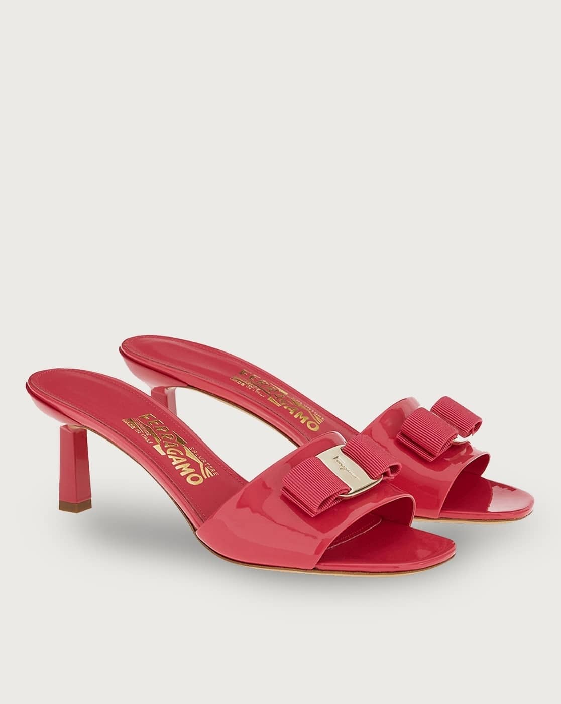 Buy Ferragamo Vara Bow Square Heel | Pink Color Women | AJIO LUXE