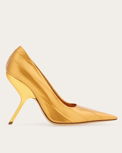 Ferragamo gold shoes best sale