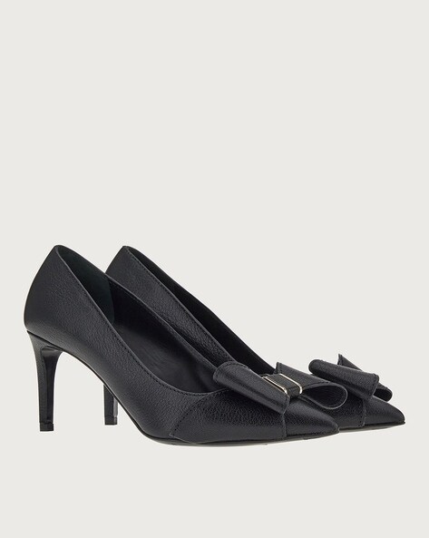 Buy Ferragamo Double Bow Pumps Black Color Women AJIO LUXE