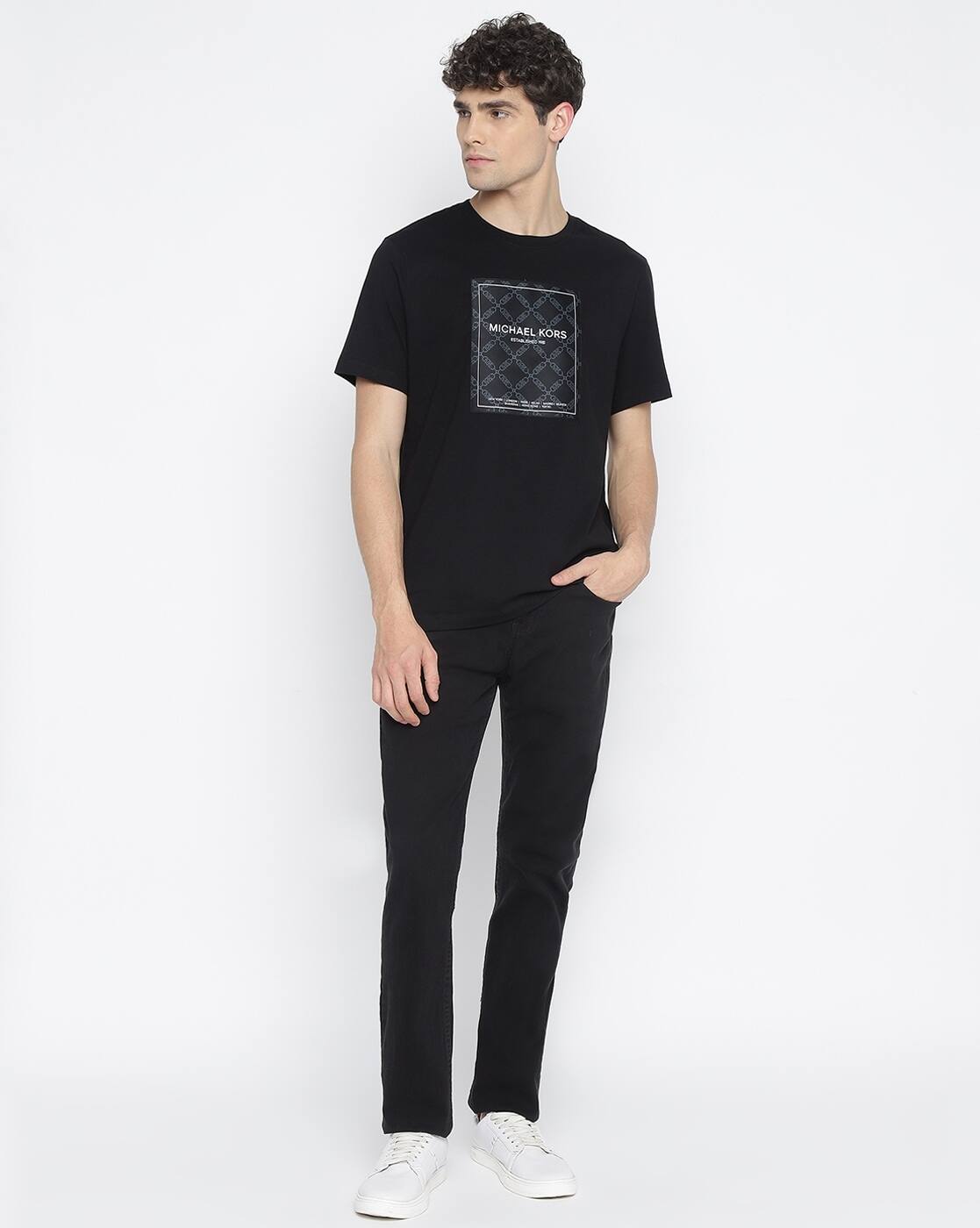 Buy Michael Kors Empire Logo Print Cotton Regular Fit T