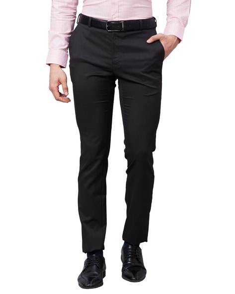 Raymond Men Slim Fit Flat-Front Trousers