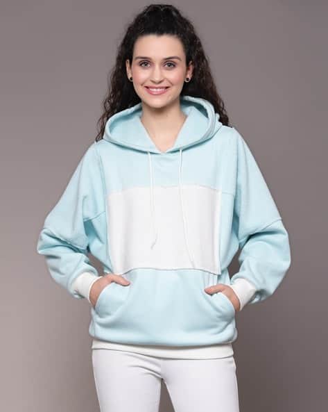 Women Colourblock Regular Fitr Hoodie with Kangaroo Pocket