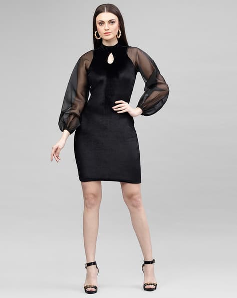 Bodycon Dress with Balloon Sleeves