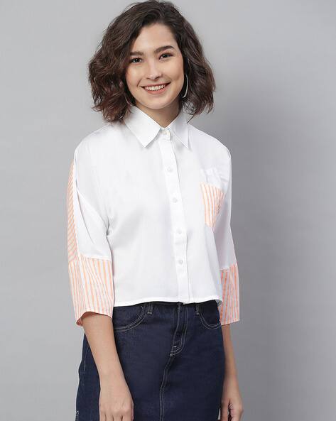 Button-down Crop Shirt