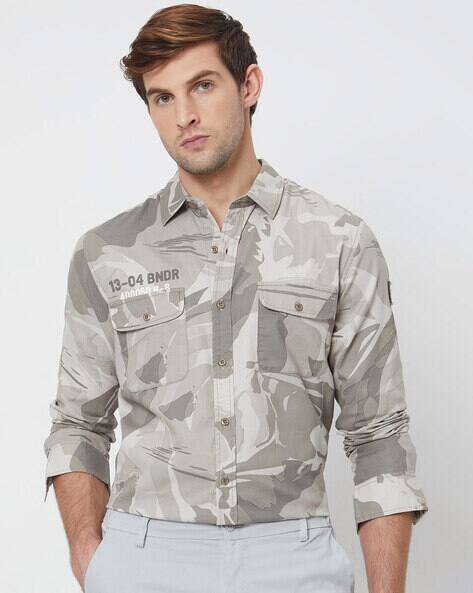 MUFTI Men Camouflage Print Slim Fit Shirt