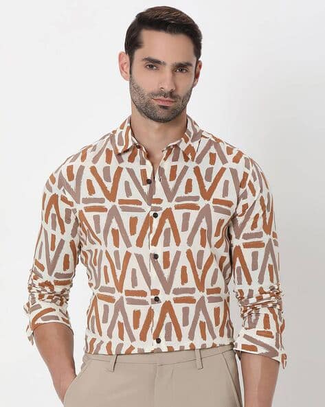 MUFTI Men Geometric Print Slim Fit Shirt