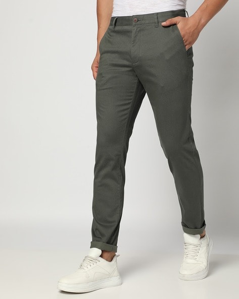 Men Regular Fit Flat-Front Chinos