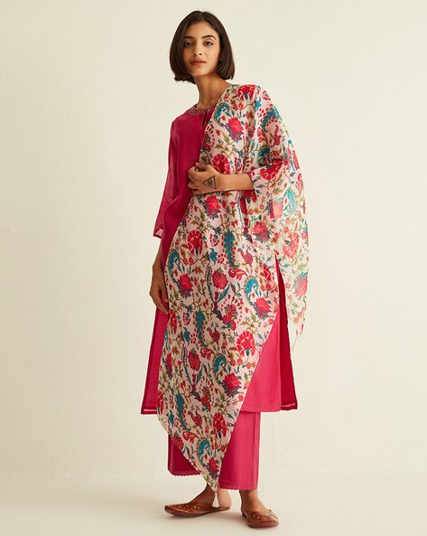 Women Floral Print Dupatta Price in India