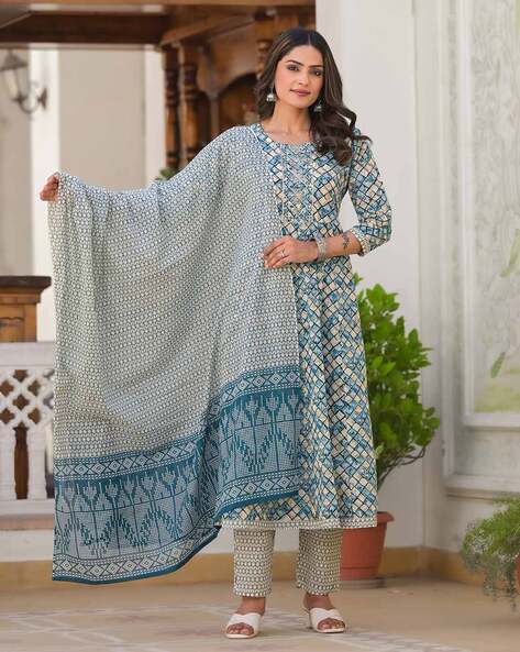 Women Embroidered Anarkali Kurta Set Price in India