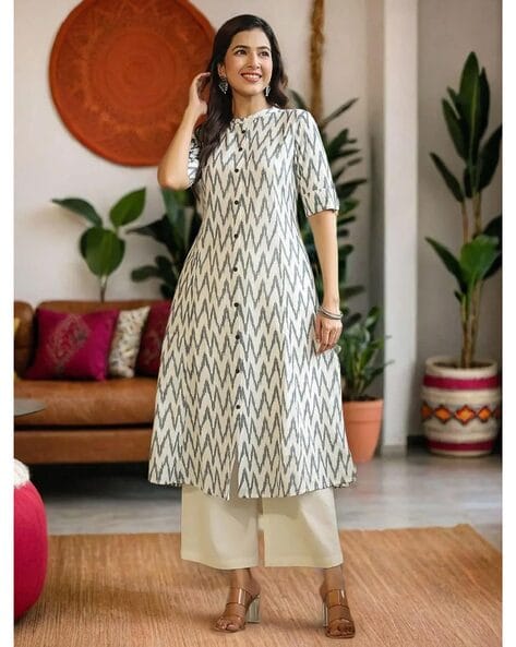 Women Ikat Print A Line Kurta