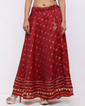 jabama Women Floral Foil Print Flared Skirt-picture-49