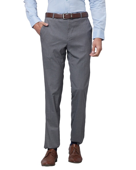 Raymond Men Slim Fit Flat-Front Trousers