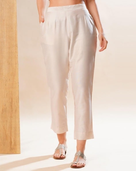 Women Mid-Rise Flat-Front Pants Price in India