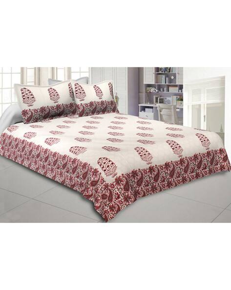 Jaipur Fabric 240 TC Printed Bedsheet with Pillow Covers
