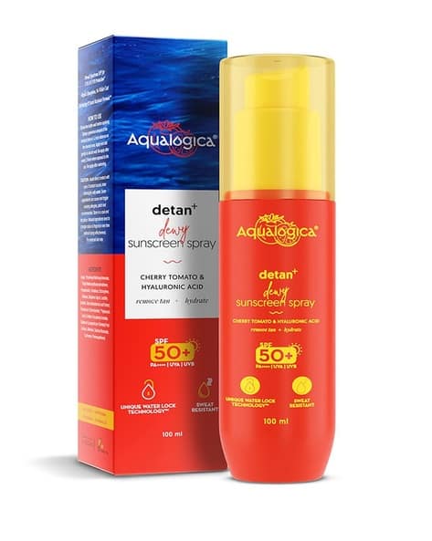 Aqualogica Detan+ Dewy Sunscreen Spray SPF 50+ PA++++ UVAB Protection - (100 ml)