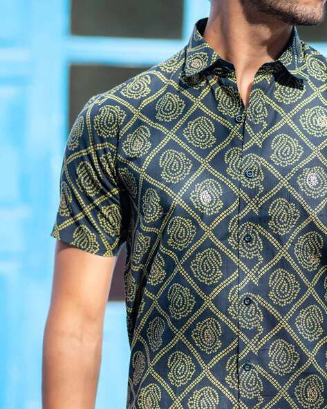 Paisley Print Shirt with Patch Pocket