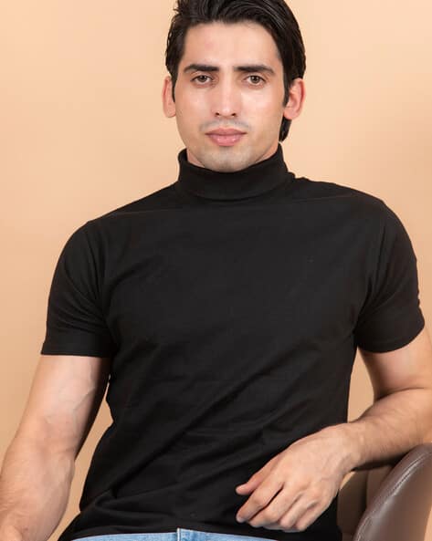 High Neck Men Short Sleeve Turtleneck Old Navy Mock Turtleneck For