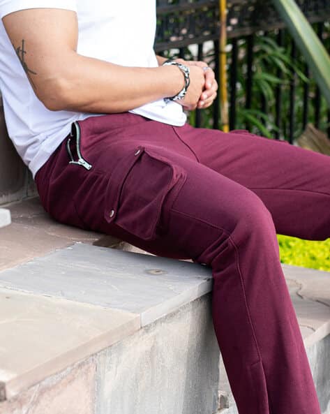 Buy Burgundy Track Pants for Men by Tistabene Online