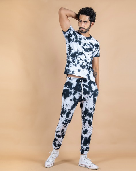 Black and white tie dye jogger set sale