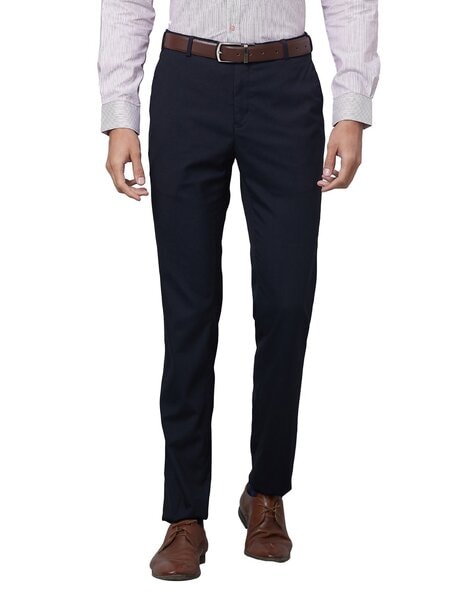 Raymond Men Slim Fit Flat-Front Trousers