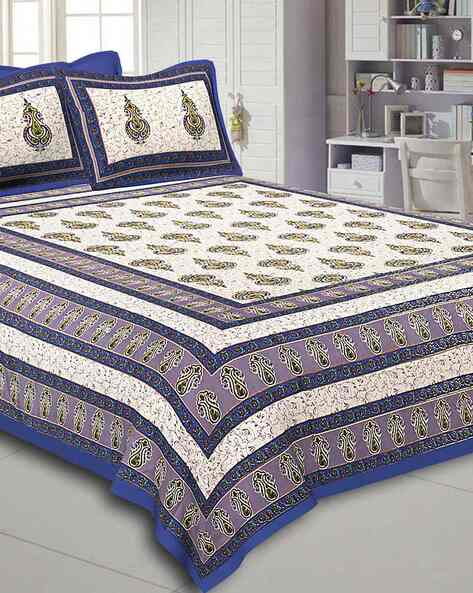 Jaipur Fabric 150 TC Floral Print Bedsheet with Pillow Covers