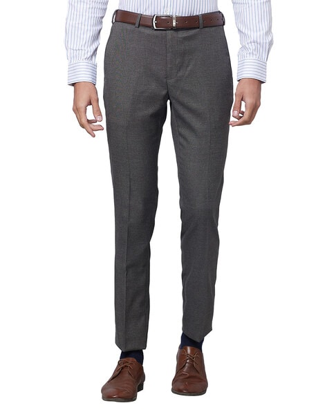 Raymond Men Slim Fit Flat-Front Trousers