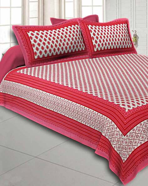 Jaipur Fabric 180 TC Printed Bedsheet with Pillow Covers