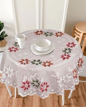 Floral Print 4-Seater Round Table Cover