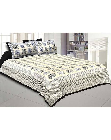 Jaipur Fabric 150 TC Printed Double Bedsheet with Pillow Covers