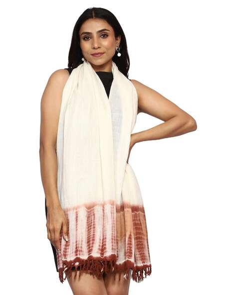 Women Tie & Dye Stole with Fringes Price in India