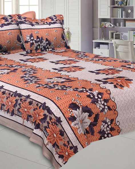 Jaipur Fabric 240 TC Printed Bedsheet with Pillow Covers