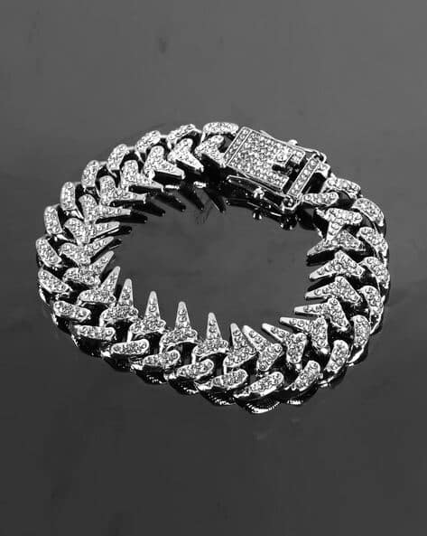 Silver-Plated Stone-Studded Bracelet