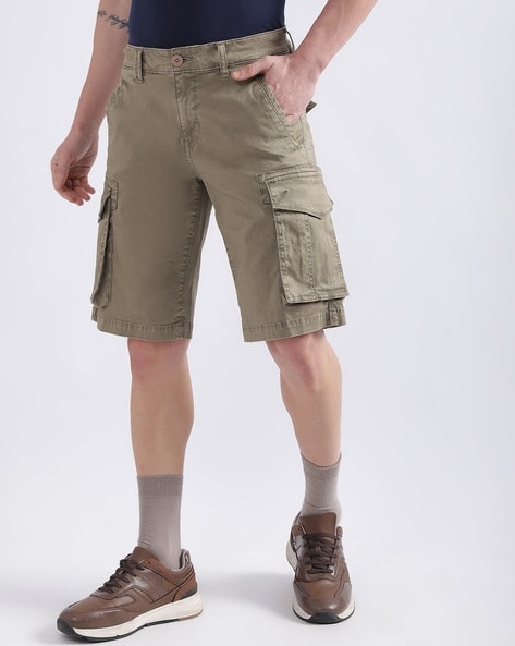 Mens long khaki shorts best sale