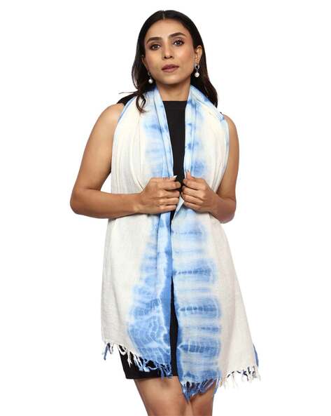 Women Tie & Dye Stole with Fringes