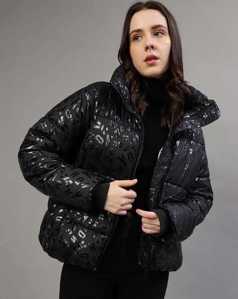 Buy DKNY Quilted Regular Fit Biker Jacket Online | Ajio.com