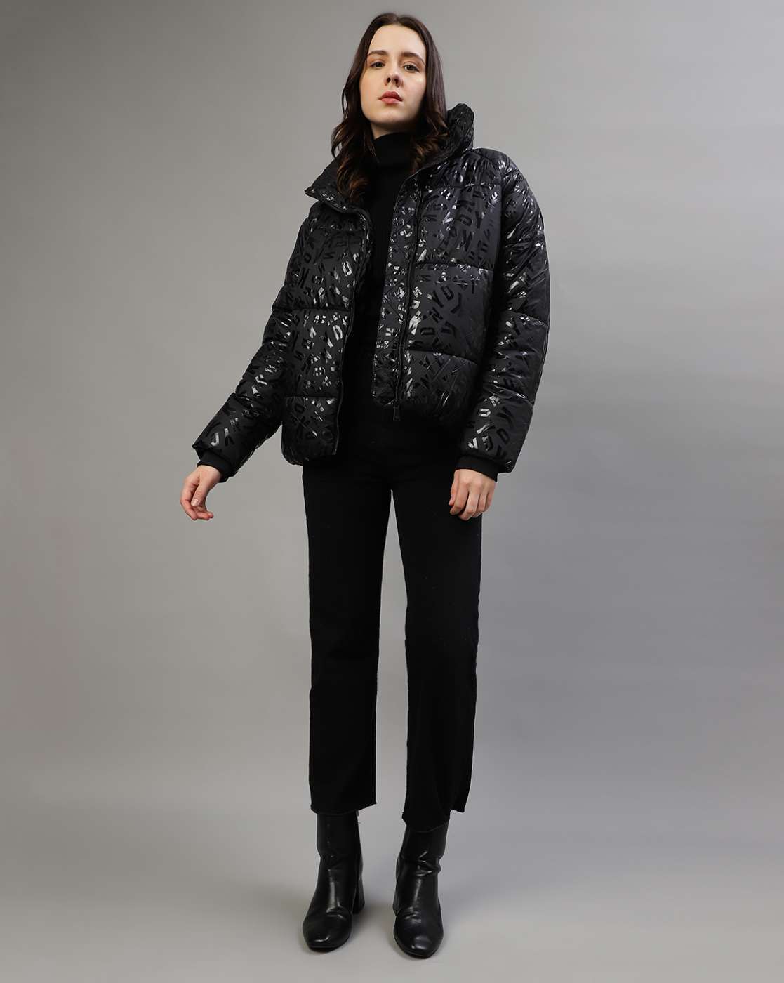Buy DKNY Quilted Regular Fit Biker Jacket Online | Ajio.com