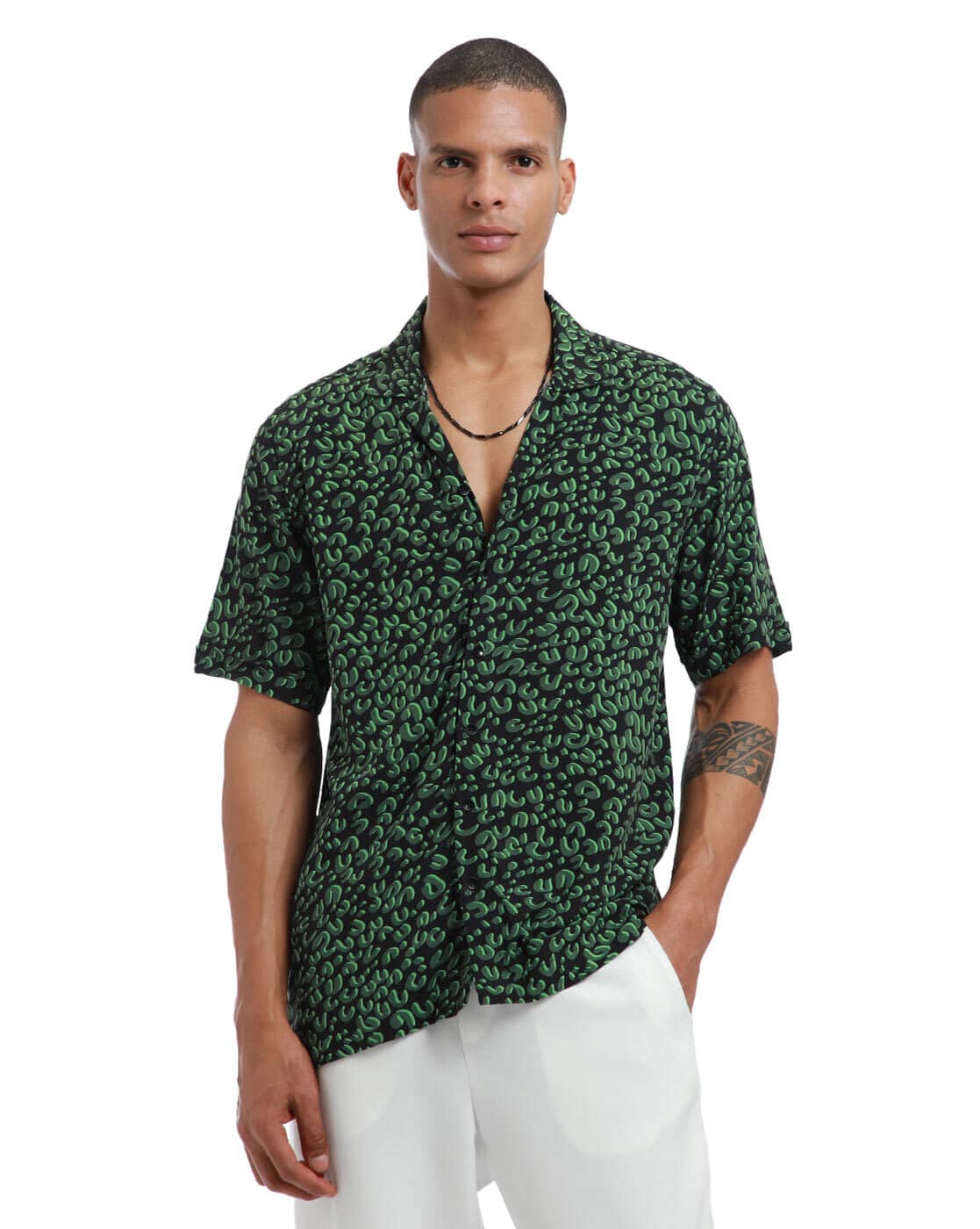 BANANA CLUB Men Animal Print Regular Fit Shirt For Men (Green, XL)