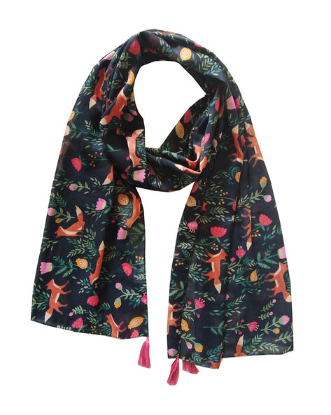 Women Floral Print Stole with Tassels