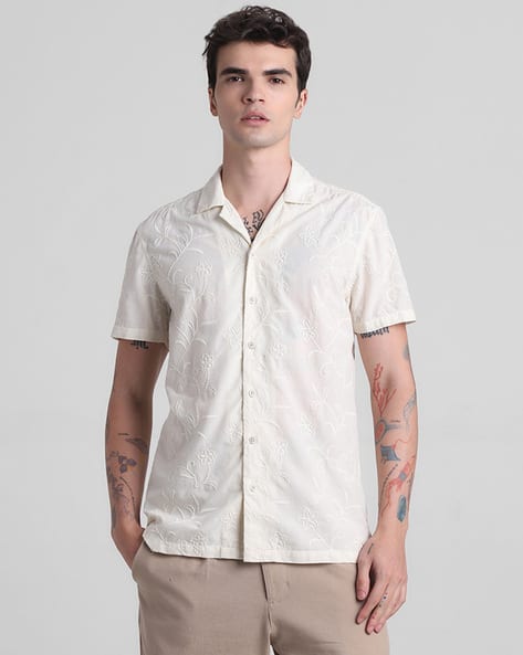 Jack & Jones Men Floral Embroidered Regular Fit Shirt