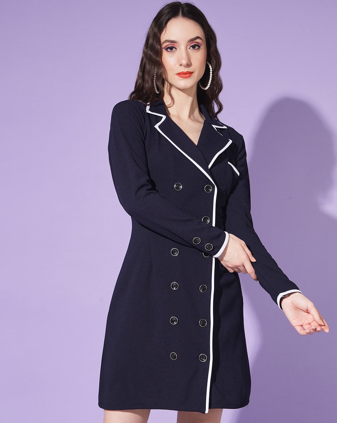 Buy Woowzerz Women Double-Breasted Coat Dress Online | Ajio.com