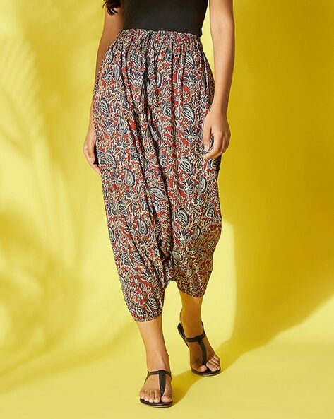 Women Floral Print Pants with Insert Pockets