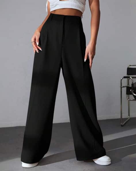 Buy Broadstar Women Wide-Leg Pleated Pants Online | Ajio.com