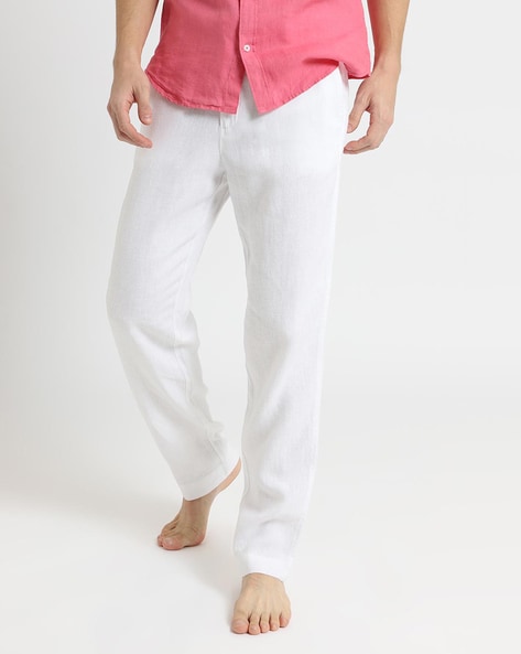 Men Relaxed Fit Flat-Front Trousers