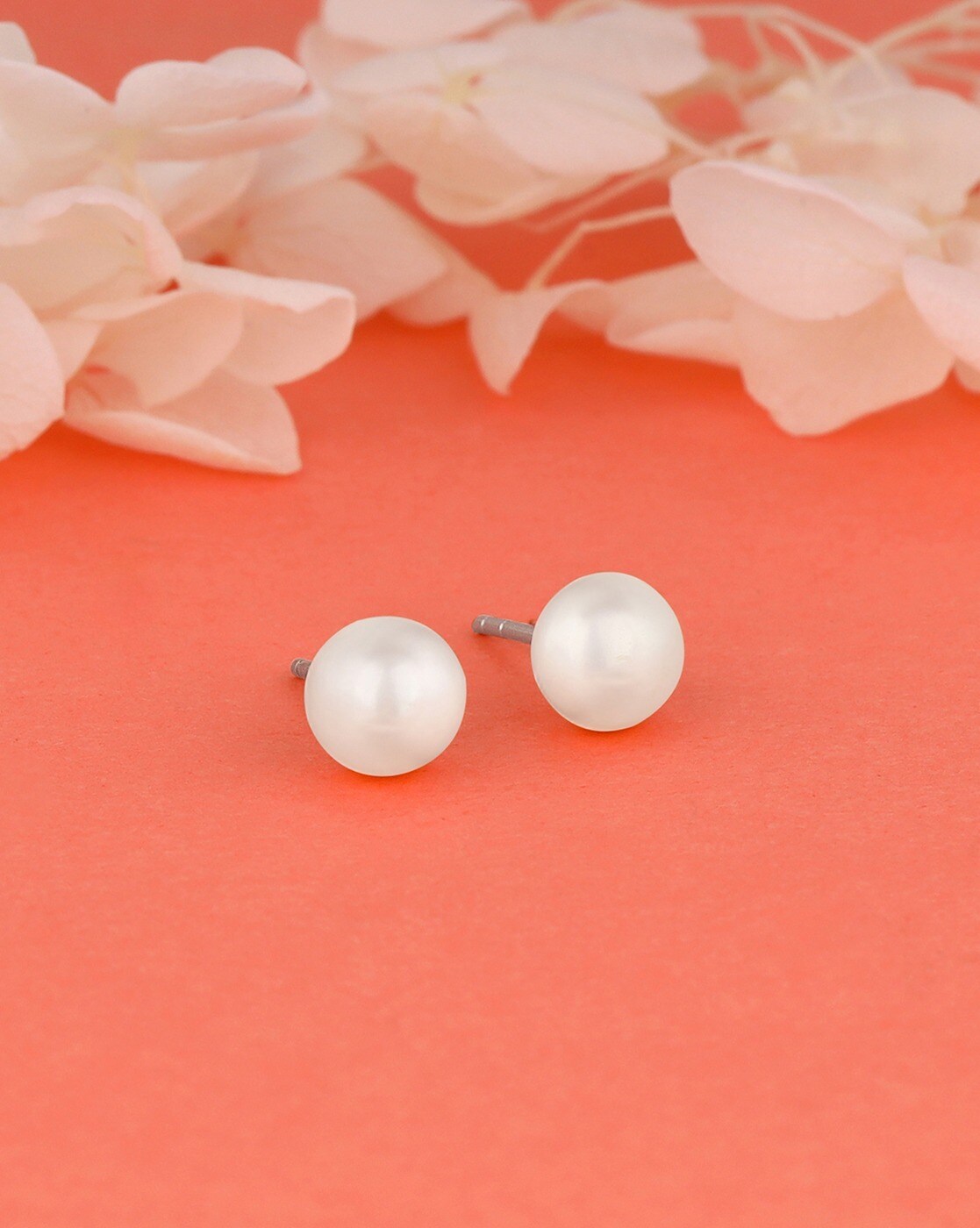 10-11mm Genuine Natural White Round Baroque Pearl Stud Earrings w/CZ in 925 Sterling Sterling Ear Post, Bridal White high quality Pearl Earrings(6047-ER)