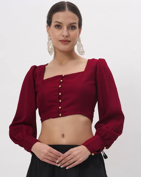 Women Fitted Silk Crop Top