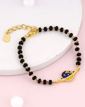 Sterling Silver Gold-Plated Planet Love Beaded Bracelet-image-31
