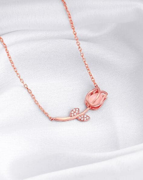 Giva 925 Sterling Silver Studded Anushka's Quartz Flower Necklace