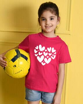 nusyl Girls Graphic Print Regular Fit Round-Neck T-Shirt-picture-15